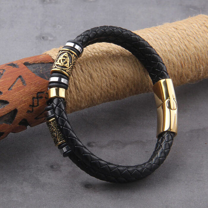 Tvåflätat Viking Läderarmband - Bild 3