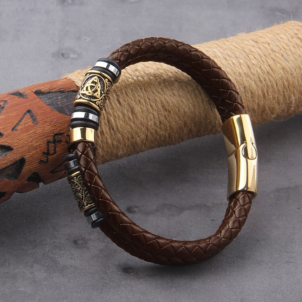 Viking Armband Dubbla Läderremmar - Bild 3