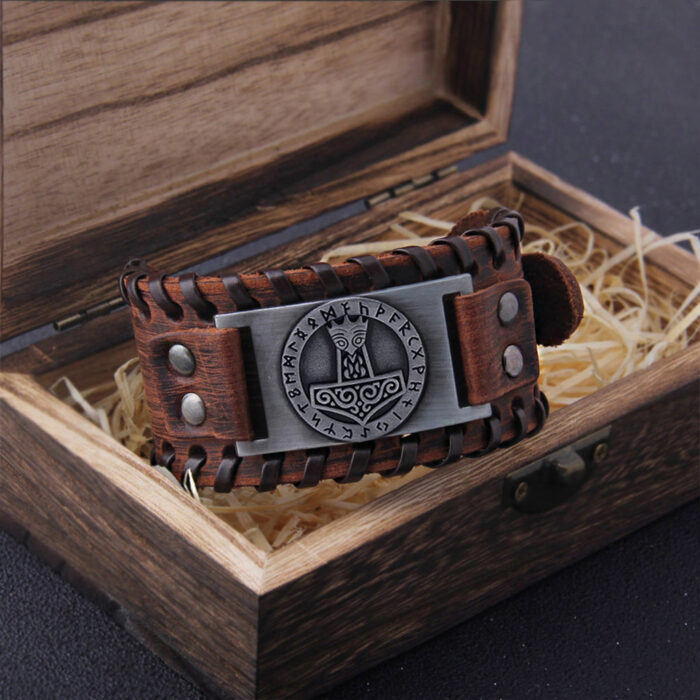 Läderarmband Torshammare & Runor - Bild 3