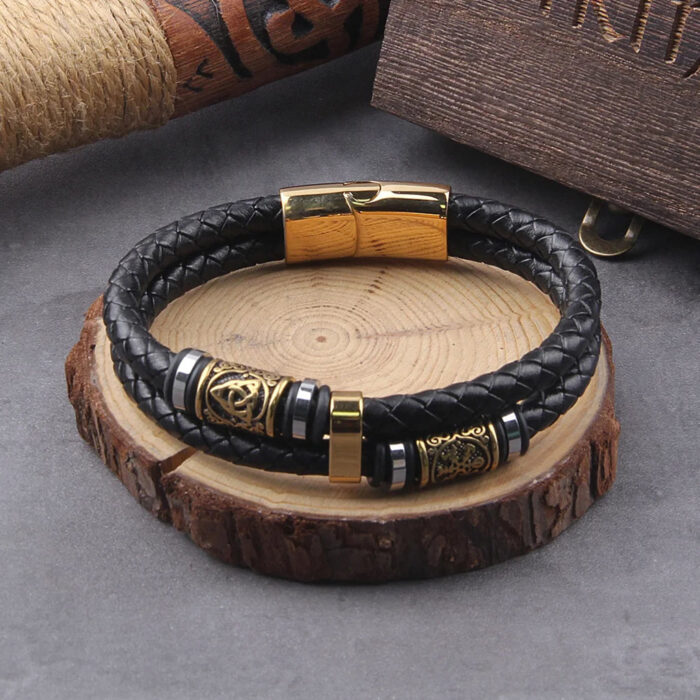 Tvåflätat Viking Läderarmband - Bild 2