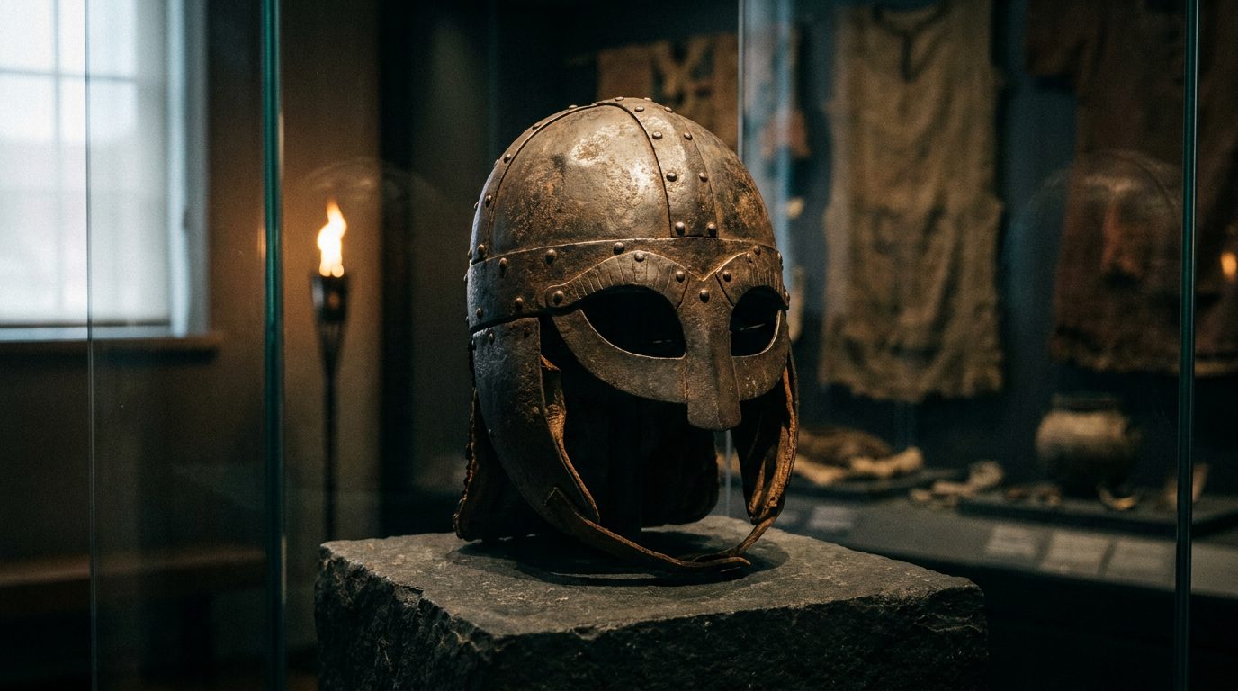 Gjermundbu-hjälmen – den enda kompletta vikingatida hjälmen, med glasögonskydd