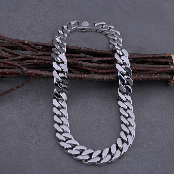 Pansarkedja Halsband – Stål med Valknut - Bild 3