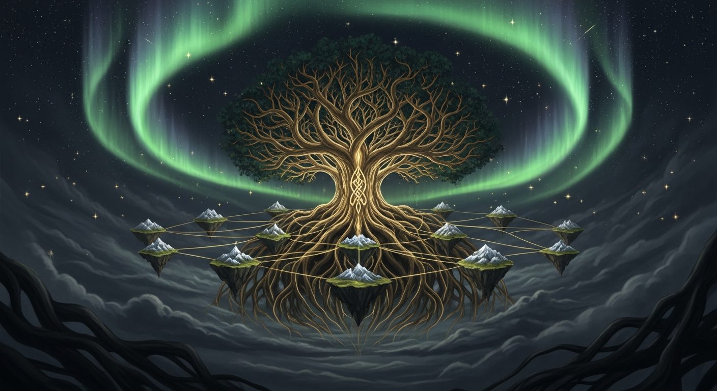 Yggdrasil och de nio världarna i nordisk mytologi