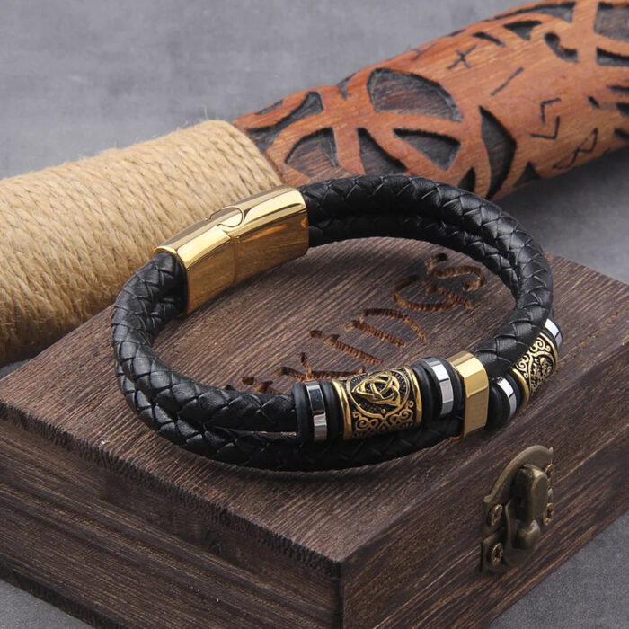 Tvåflätat Viking Läderarmband - Bild 5
