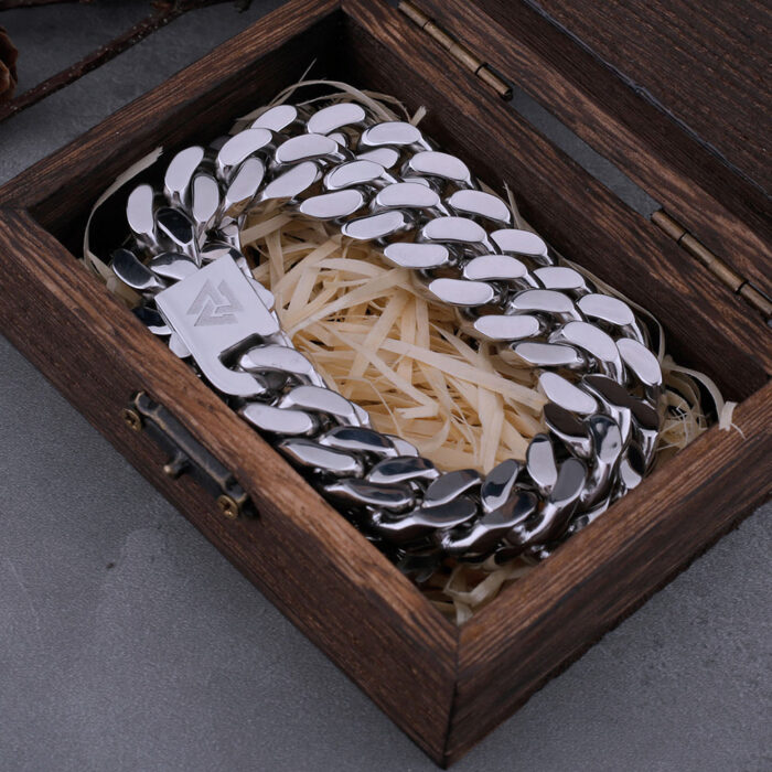 Pansarkedja Halsband – Stål med Valknut - Bild 2