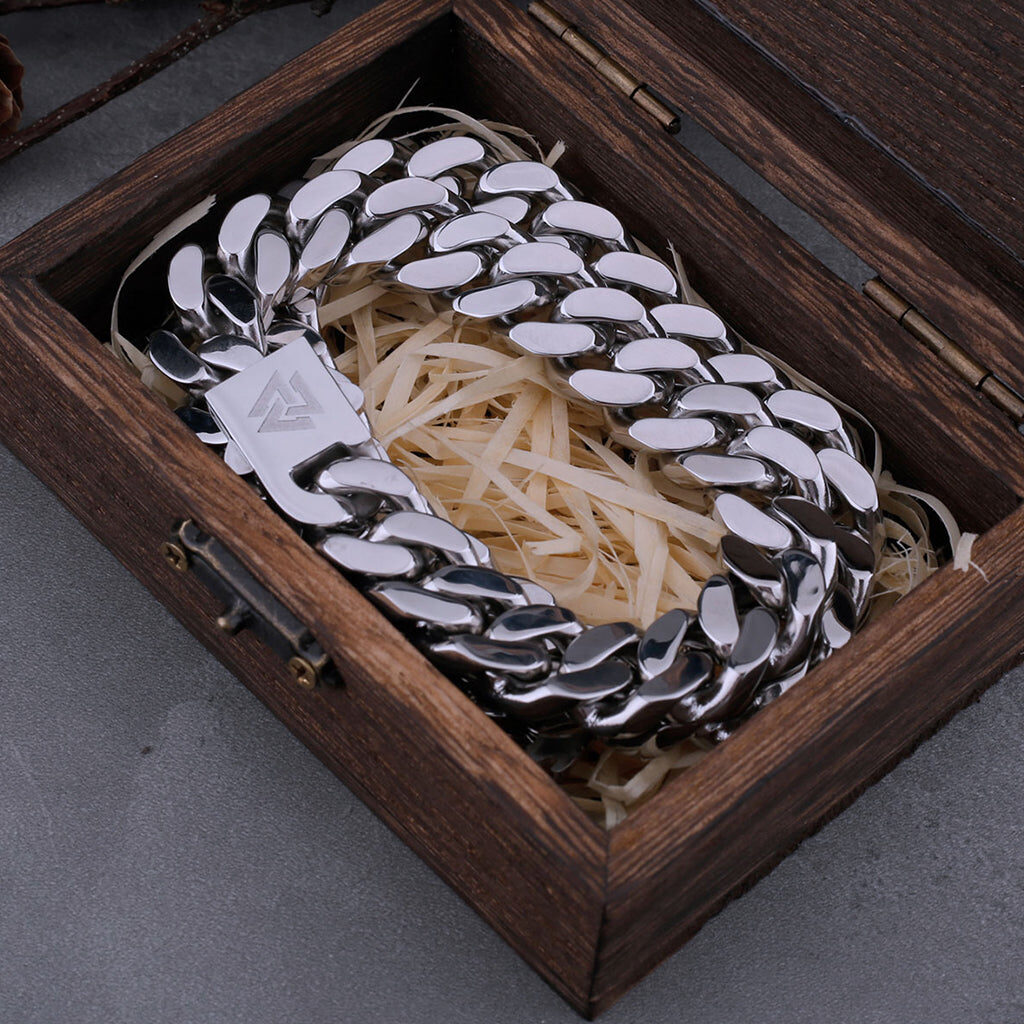 Pansarkedja Halsband – Stål med Valknut - Bild 2