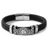Svart Läderarmband Valknut