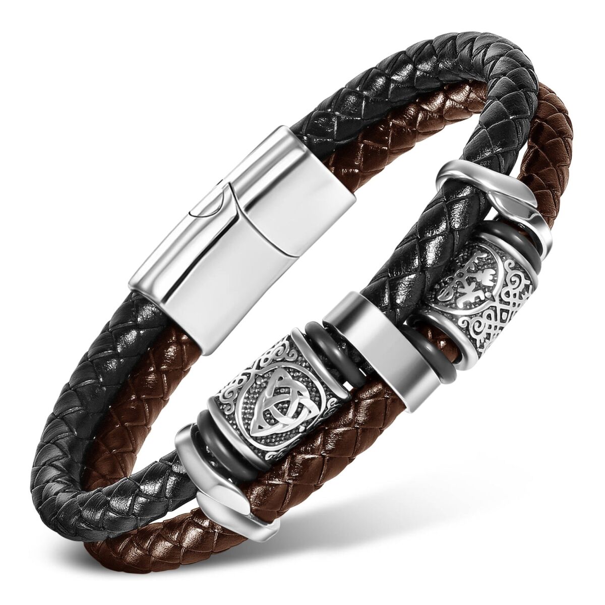 Tvåfärgat Nordiskt Läderarmband