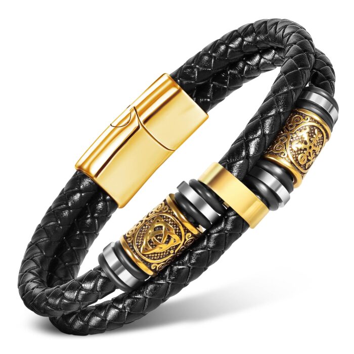Tvåflätat Viking Läderarmband