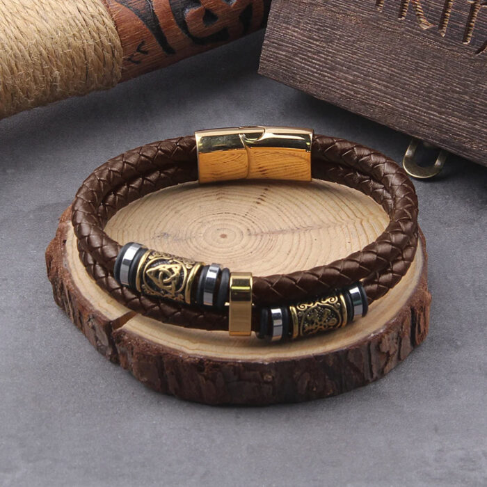 Viking Armband Dubbla Läderremmar - Bild 2