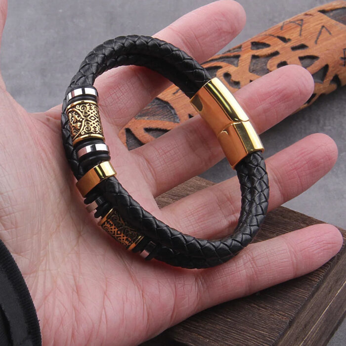 Tvåflätat Viking Läderarmband - Bild 6