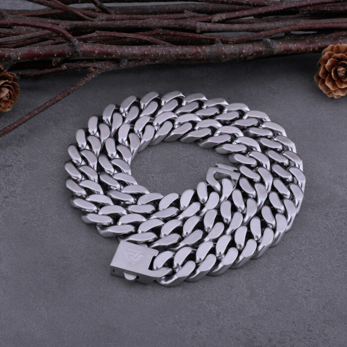 Pansarkedja Halsband – Stål med Valknut - Bild 4