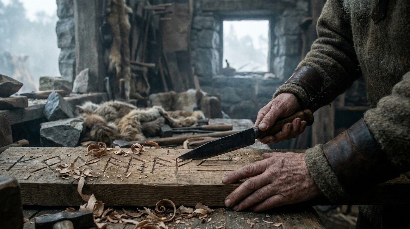 Runor ristas i trä