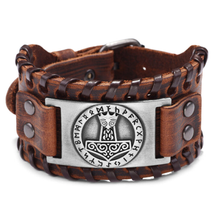 Läderarmband Torshammare & Runor