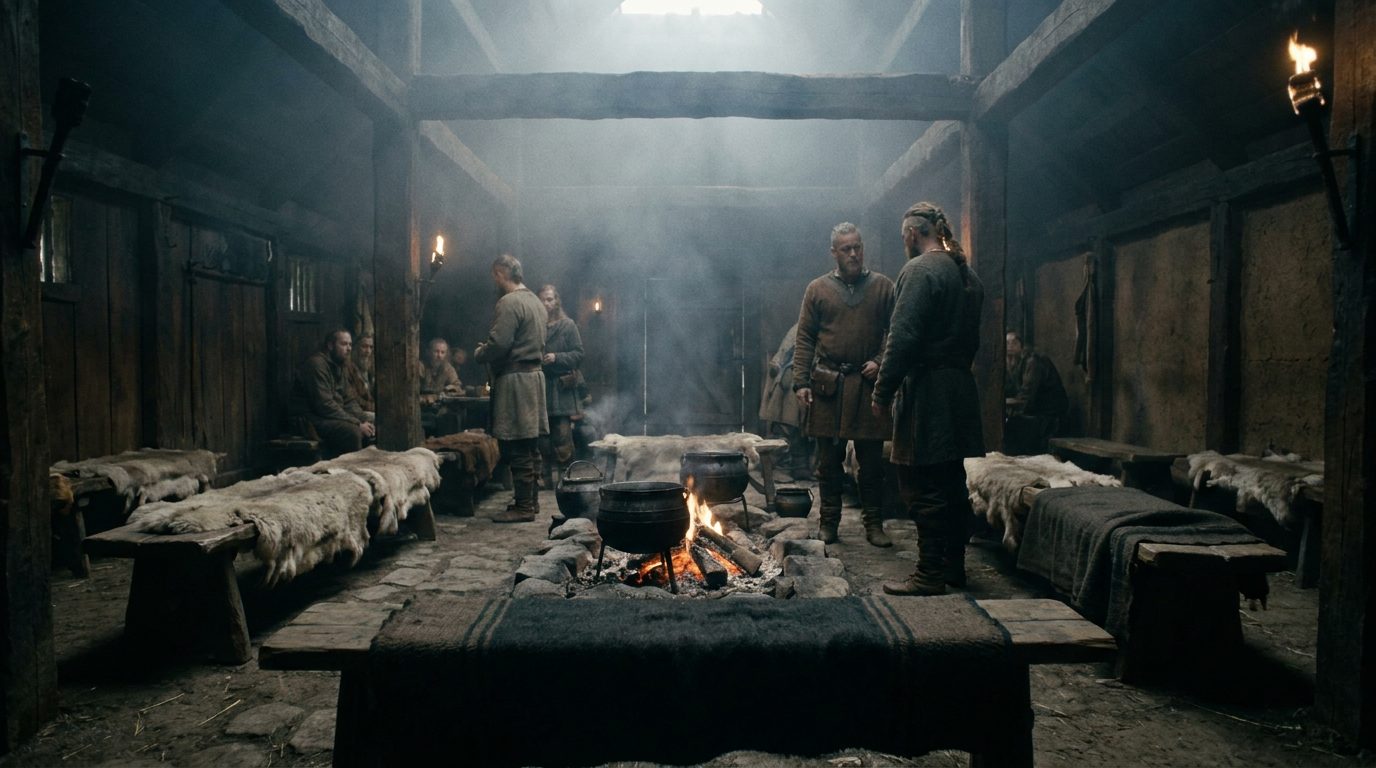 Interiör i ett vikingatida långhus